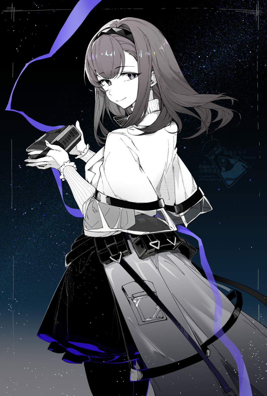 1girl, absurdres, arknights, closed_mouth, coat, commentary, cowboy_shot, from_behind