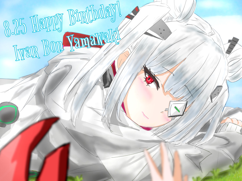 1girl, absurdres, bgcl_mbjr_ill, blush, commentary_request, double_bun, eyepatch, hair_bun