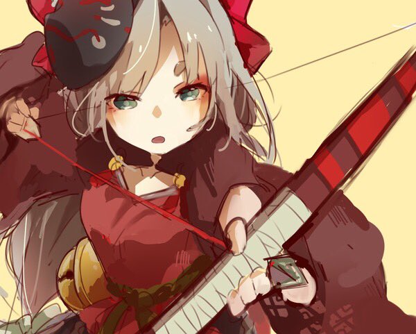 1girl, arrow_(projectile), az_9649, black_mask, bow_(weapon), collarbone, commentary_request, fox_mask