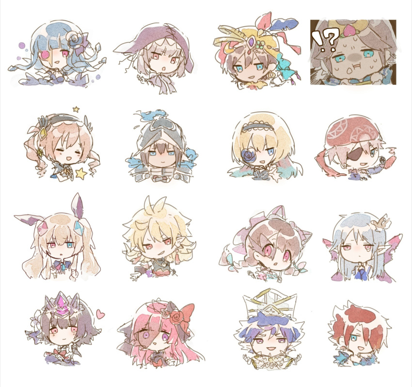 !?, 6+boys, 6+girls, armor, az_9649, black_hair, blonde_hair, blue_eyes