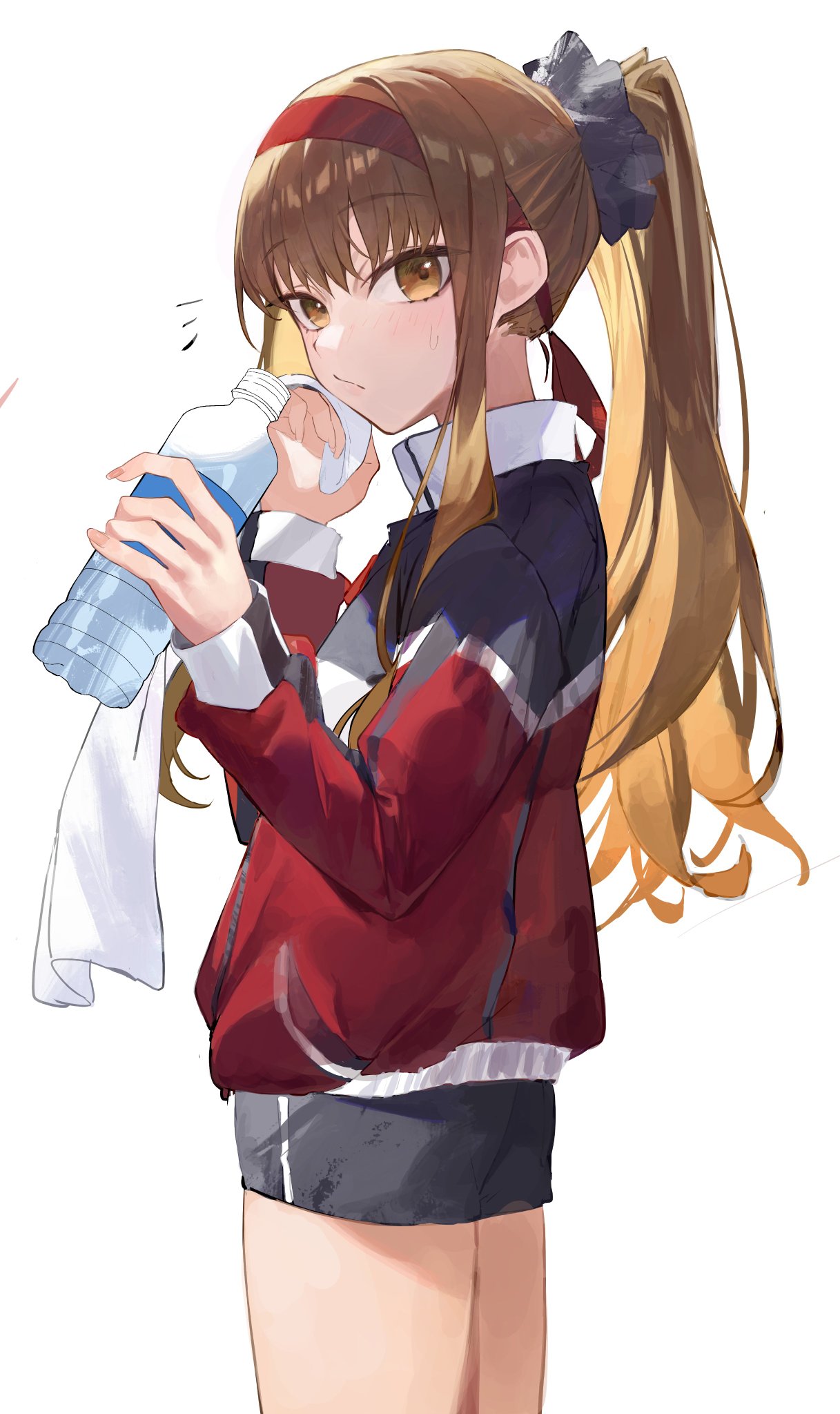 1girl, bandana, brown_eyes, brown_hair, colored_inner_hair, drink, fate/extra, fate/extra_ccc