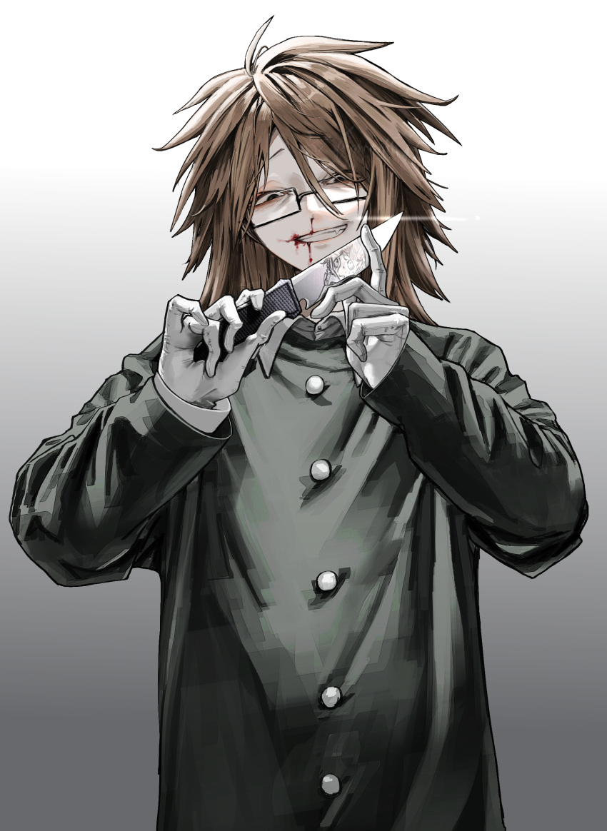 1boy, :d, absurdres, ahoge, androgynous, backlighting, black_coat, black_eyes
