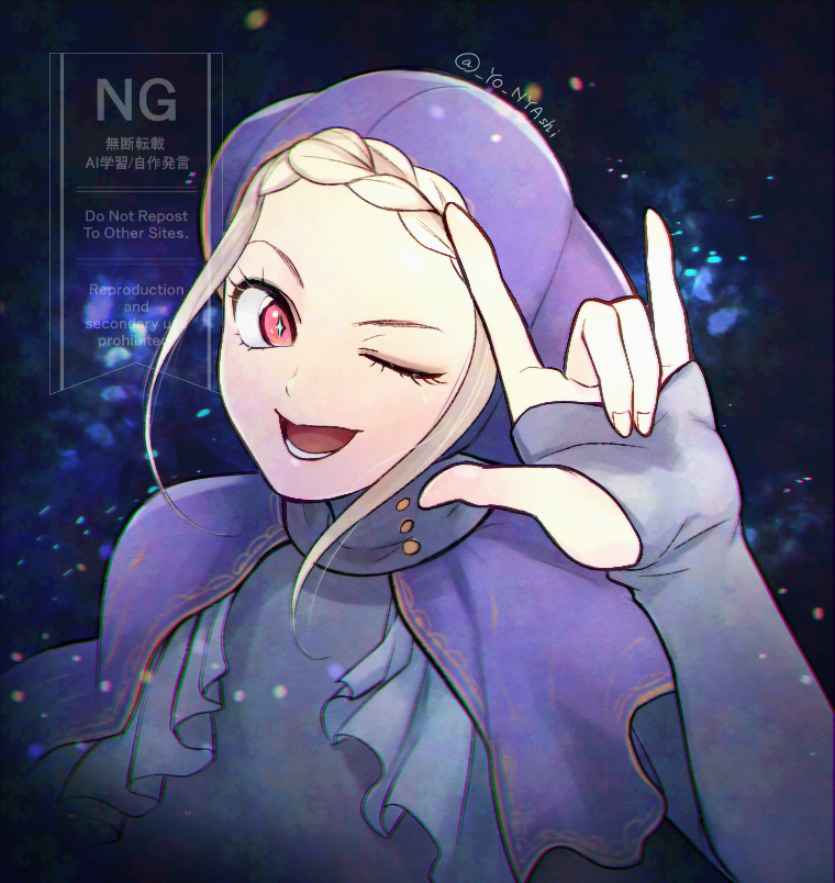 1girl, blonde_hair, capelet, commentary_request, elbow_gloves, escoffion, fingerless_gloves, gloves