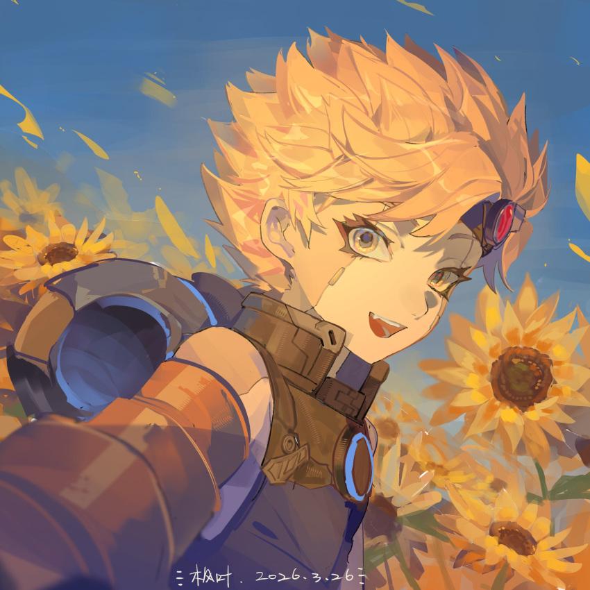 1boy, chinese_commentary, commentary_request, dated, eyelashes, flower, highres, kiki22269437045