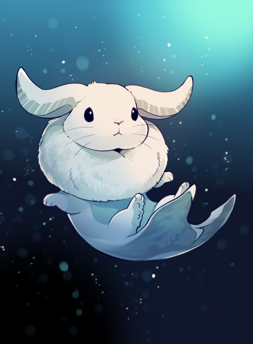 black_background, blue_background, ceadeus, commentary_request, creature, creature_focus, forked_tail, fusion