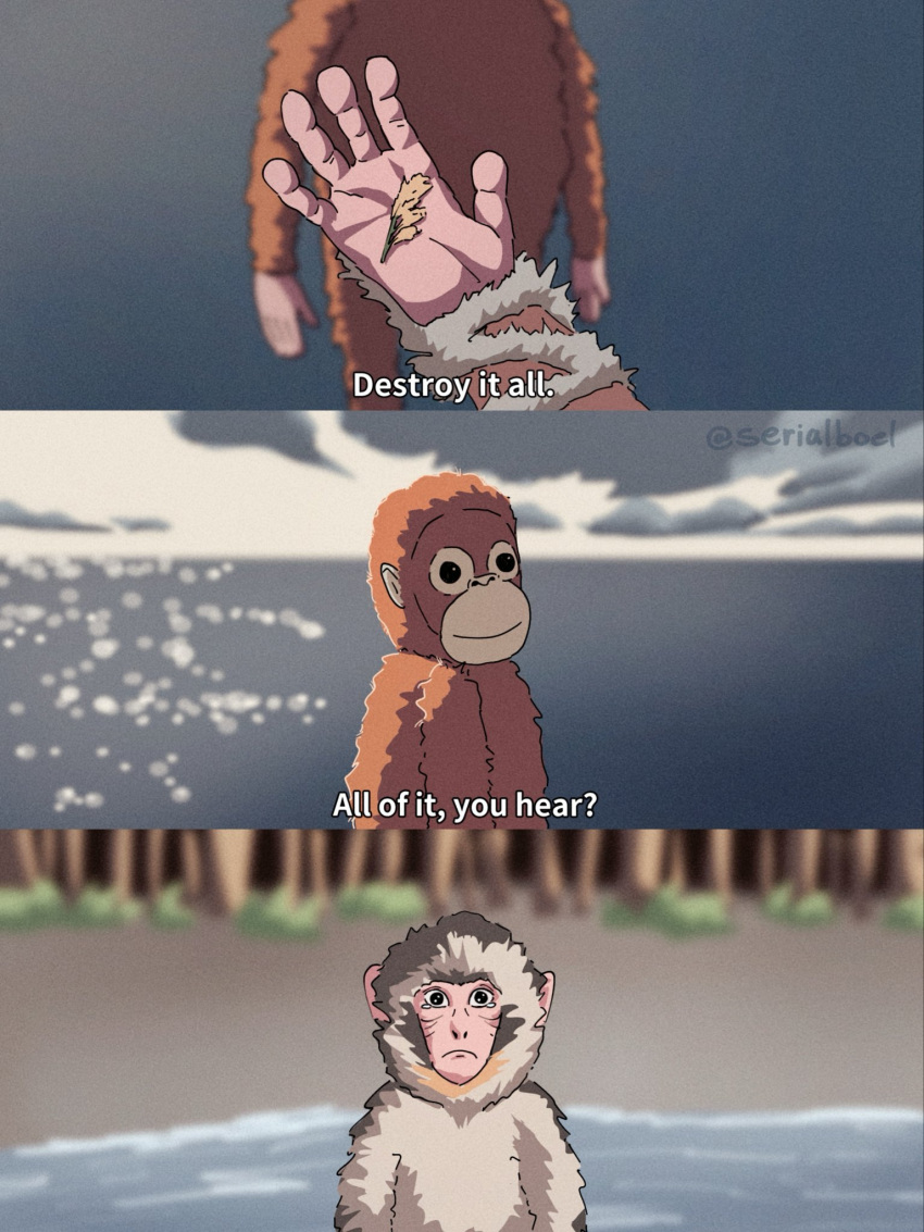 1boy, commentary, english_commentary, english_text, highres, japanese_macaque, jujutsu_kaisen, monkey