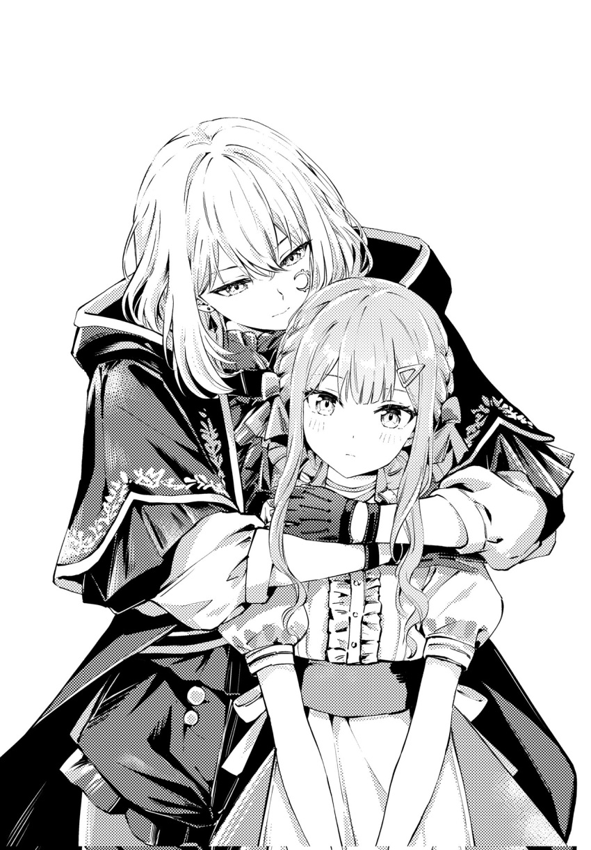 2girls, aver_(yumenokessho), bang_dream!, bang_dream!_it's_mygo!!!!!, capelet, center_frills, commentary, doloris_(bang_dream!)