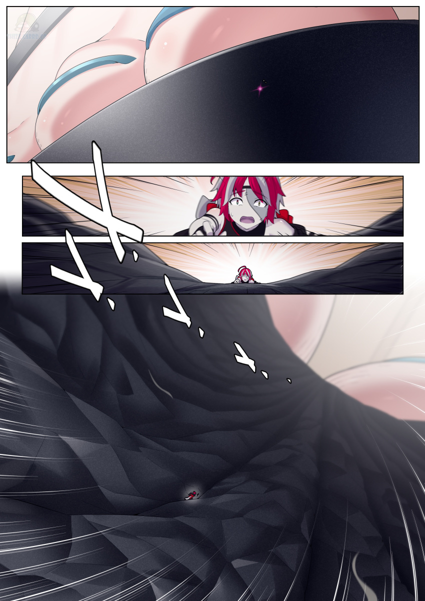 absurdres, giant, giantess, highres, hololive, hololive_indonesia, kureiji_ollie, kureiji_ollie_(new_year)