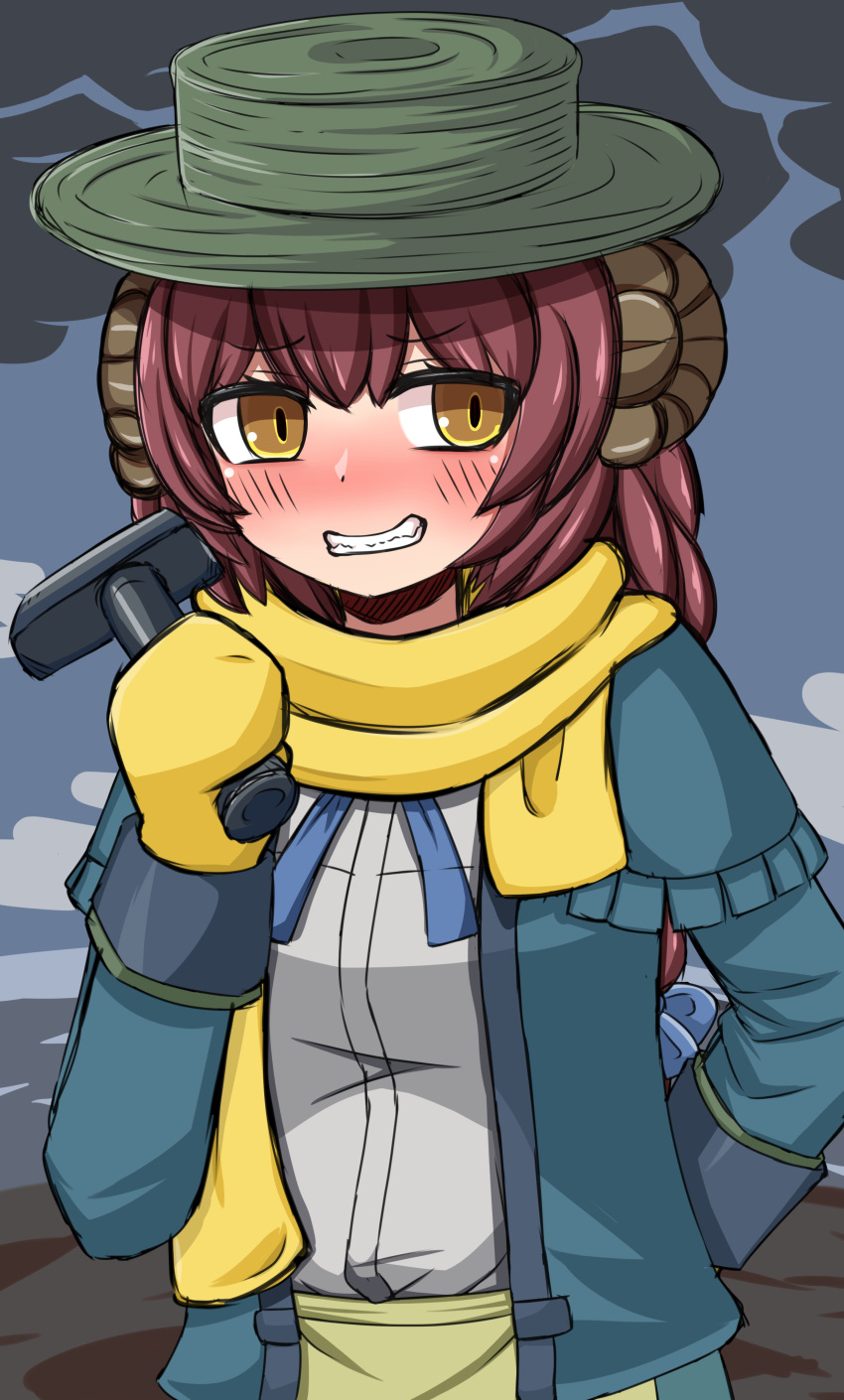 1girl, absurdres, ammonite_hair_ornament, arm_behind_back, braid, brown_hair, commentary_request, fate/grand_order
