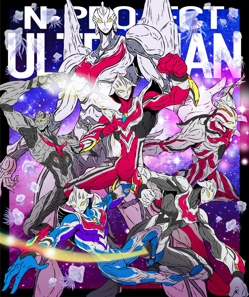 1boy, absurdres, alien, arm_blade, armor, black_skin, blue_skin, chest_guard