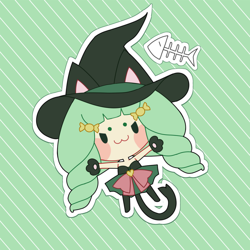 1girl, alternate_costume, animal_ears, cat_ears, cat_tail, chibi, drill_hair, fire_emblem
