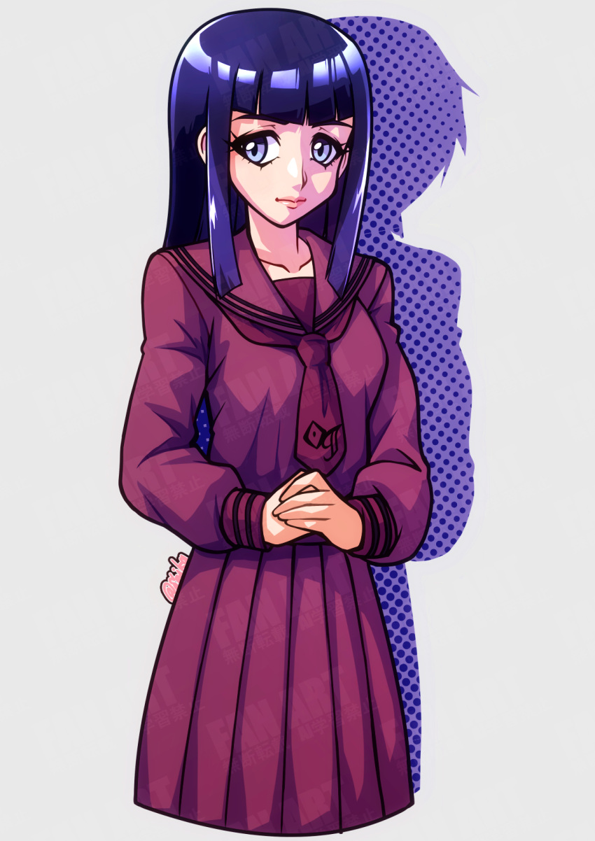 1girl, artist_name, blue_eyes, blue_hair, commentary_request, commission, cowboy_shot, daidouji_kaya