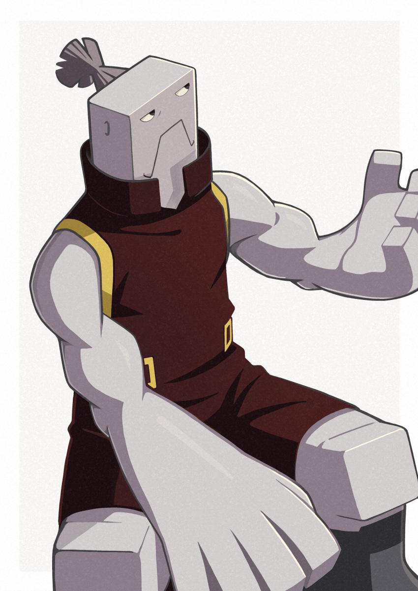 1boy, absurdres, black_eyes, black_shirt, black_shorts, boku_no_hero_academia, cementoss, colored_skin