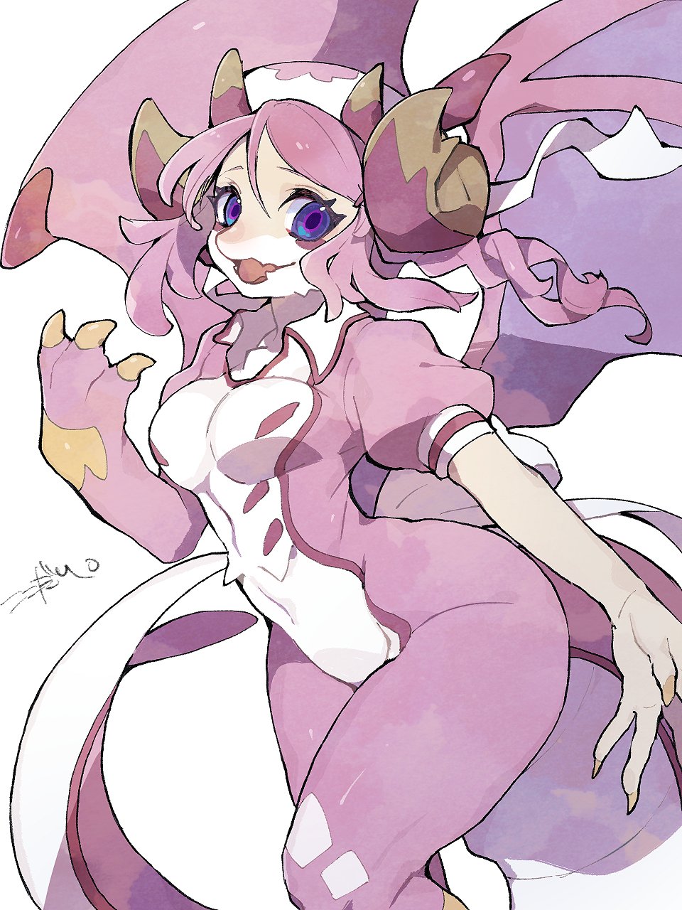 1girl, blush, braid, breasts, closed_mouth, commentary_request, dragon_girl, dragon_horns