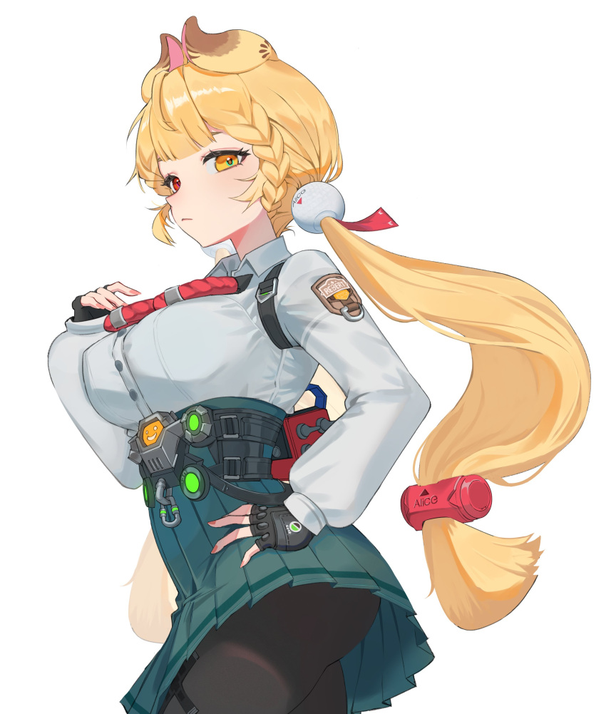 1girl, absurdres, alice_thymefield, animal_ears, blonde_hair, blush, breasts, hair_ornament