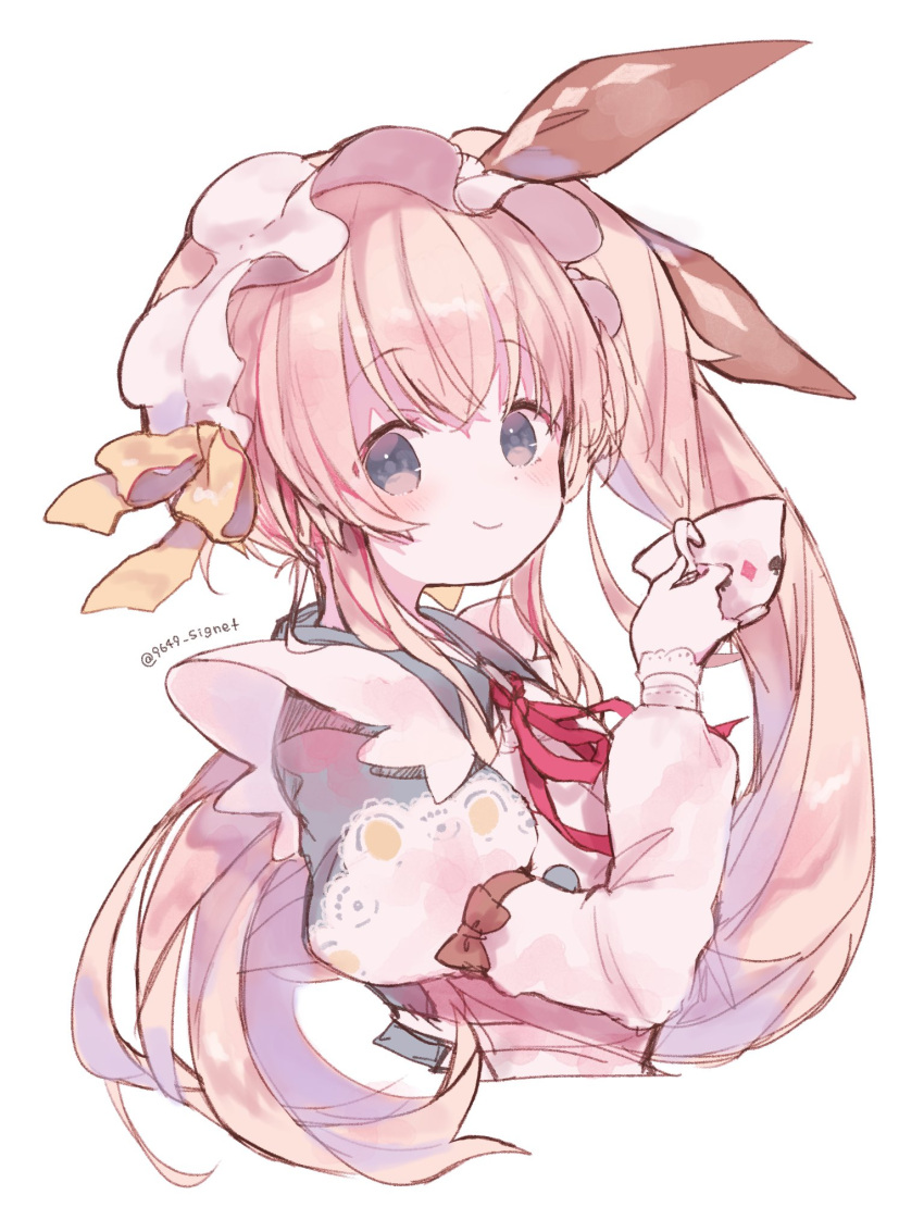 1girl, alice_(grimms_echoes), apron, az_9649, blonde_hair, blue_eyes, closed_mouth, commentary_request