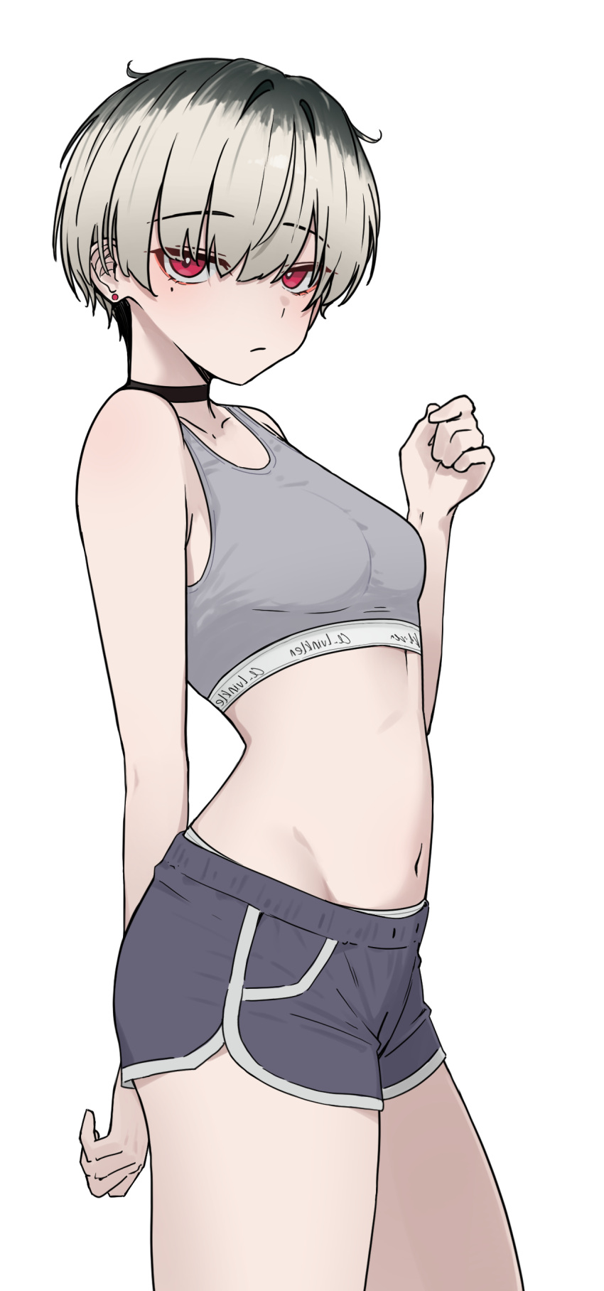 1girl, absurdres, bare_arms, bare_legs, bare_shoulders, belly, blonde_hair, bra