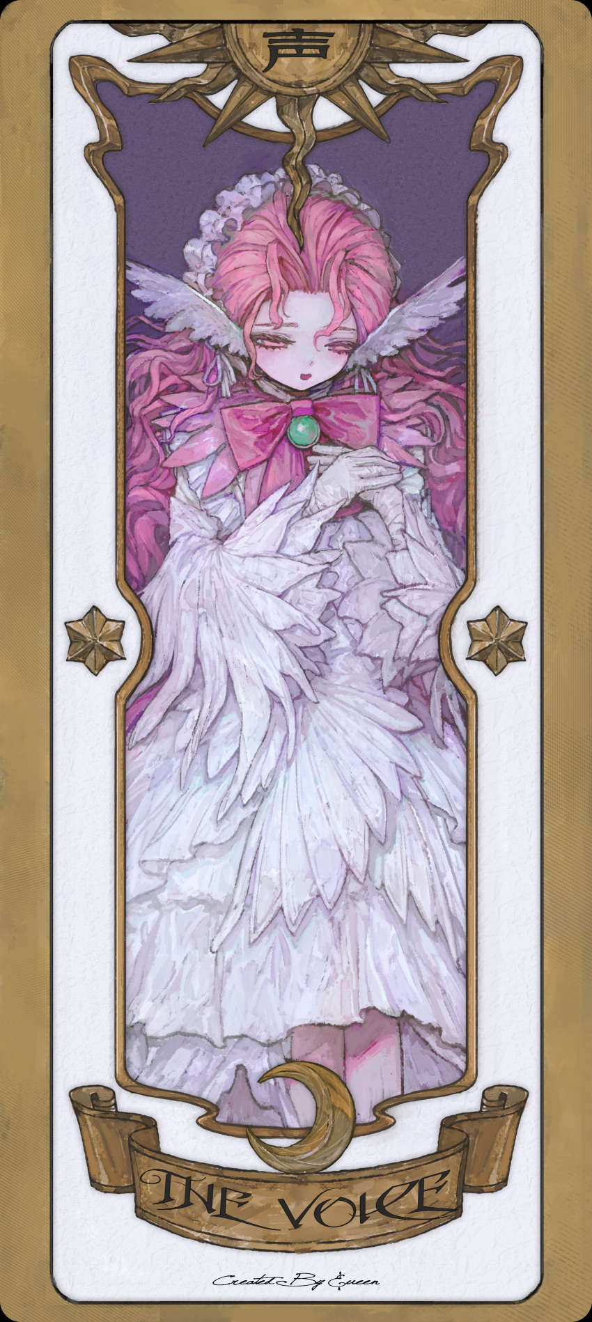 &amp;ueen, 1girl, absurdres, blush, bow, card, cardcaptor_sakura, clow_card