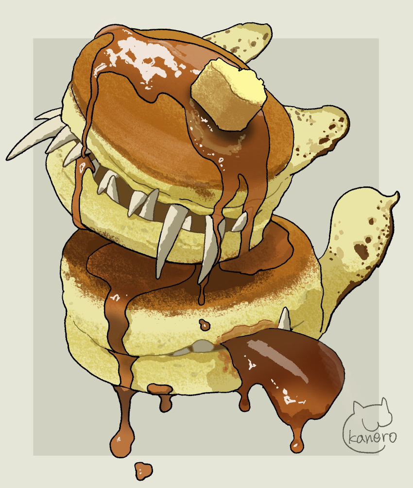 artist_name, border, butter, commentary_request, creature, creature_focus, food, food-themed_creature