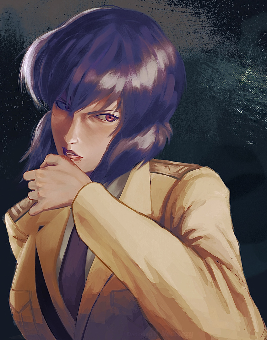 1girl, commentary_request, deadcalm_(de6mpgi6jb44717), ghost_in_the_shell, ghost_in_the_shell:_stand_alone_complex, highres, kusanagi_motoko, medium_hair
