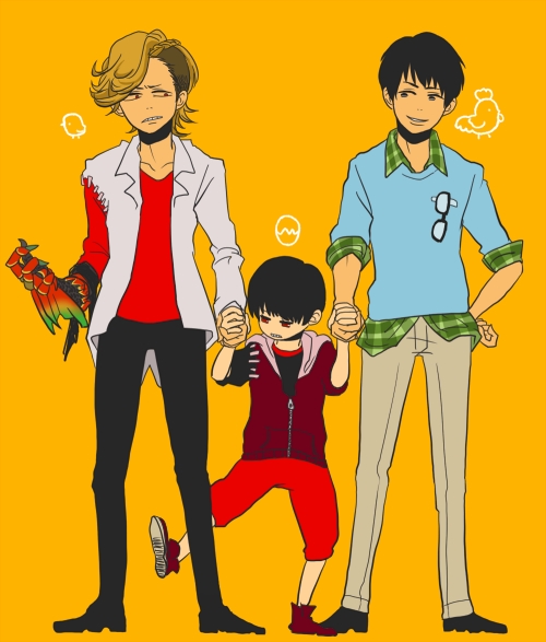 ankh_(ooo), child, izumi_shingo, kamen_rider, kamen_rider_ooo_(series), lost_ankh, multiple_boys, multiple_persona