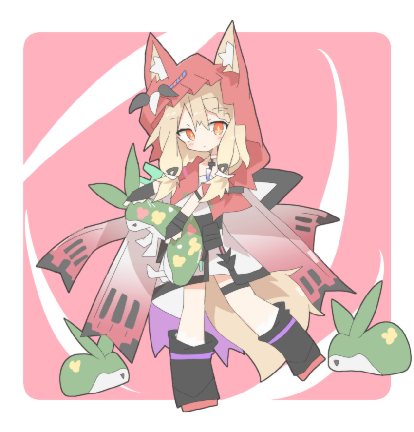 1girl, animal_ears, arknights, arknights:_endfield, blonde_hair, cape, closed_mouth, commentary