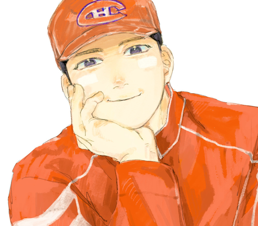1boy, alone_enen, baseball_cap, black_hair, commentary_request, dogsred, hat, highres