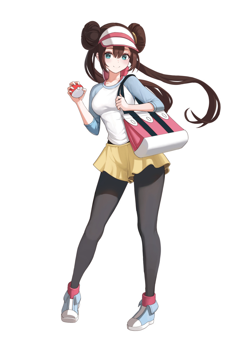 1girl, absurdres, bag, black_pantyhose, blue_eyes, blush, breasts, brown_hair