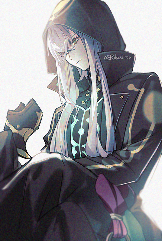 1boy, asclepius_(fate), commentary_request, crossed_bangs, fate/grand_order, fate_(series), green_eyes, hair_between_eyes