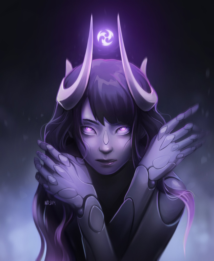 1girl, alternate_color, alternate_costume, artist_name, blunt_bangs, blurry, blurry_background, closed_mouth