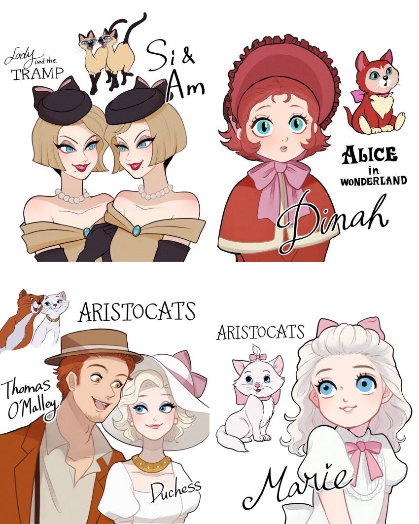 1boy, 4girls, absurdres, alice_in_wonderland_(disney), am_(lady_&amp;_the_tramp), animal, animal_ears, blonde_hair
