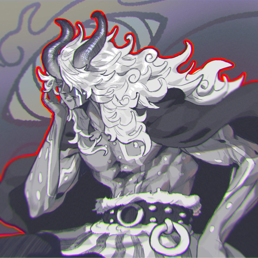 1boy, absurdres, arm_markings, blood, blood_from_mouth, cape, chest_markings, commentary