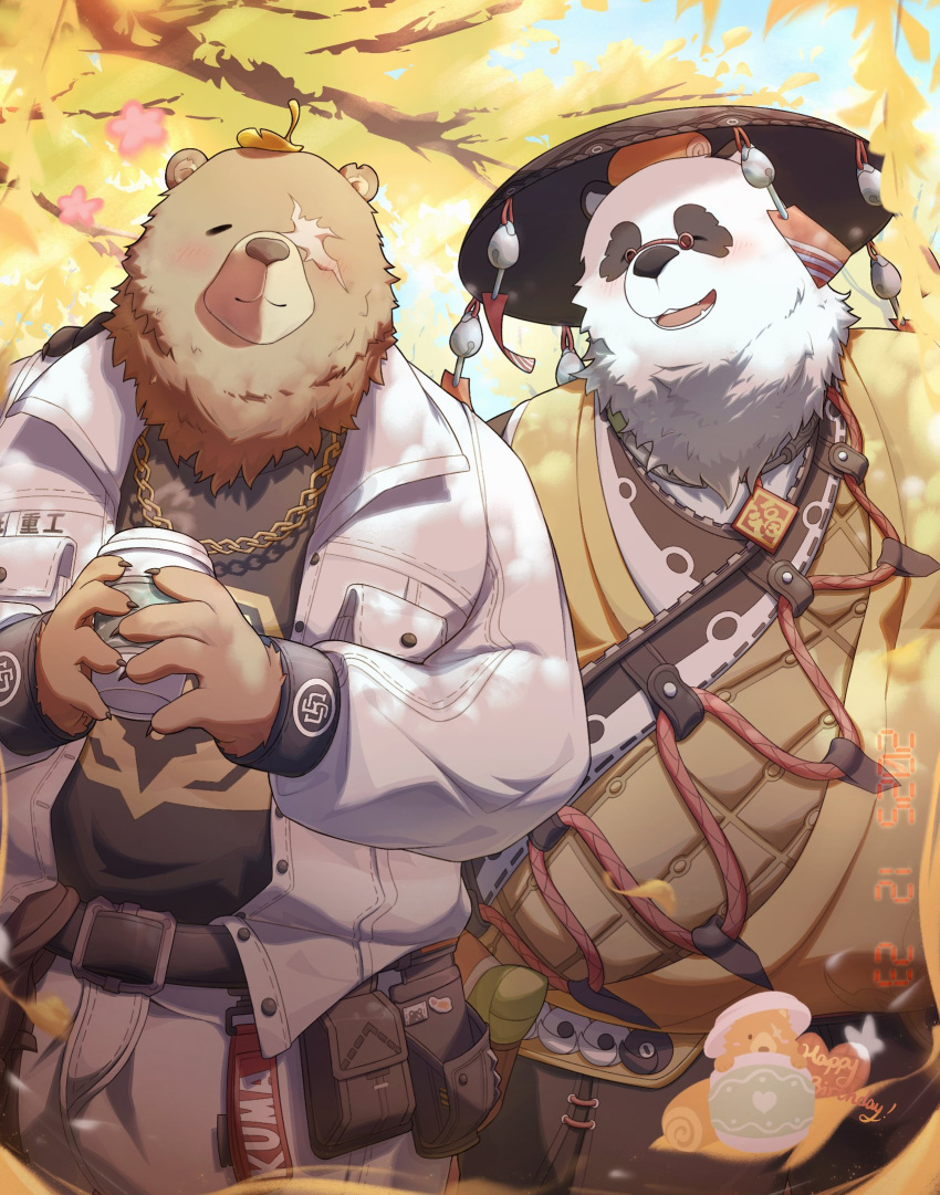 2boys, animal_ears, bear_boy, bear_ears, ben_bigger, black_fur, black_tank_top, brown_fur
