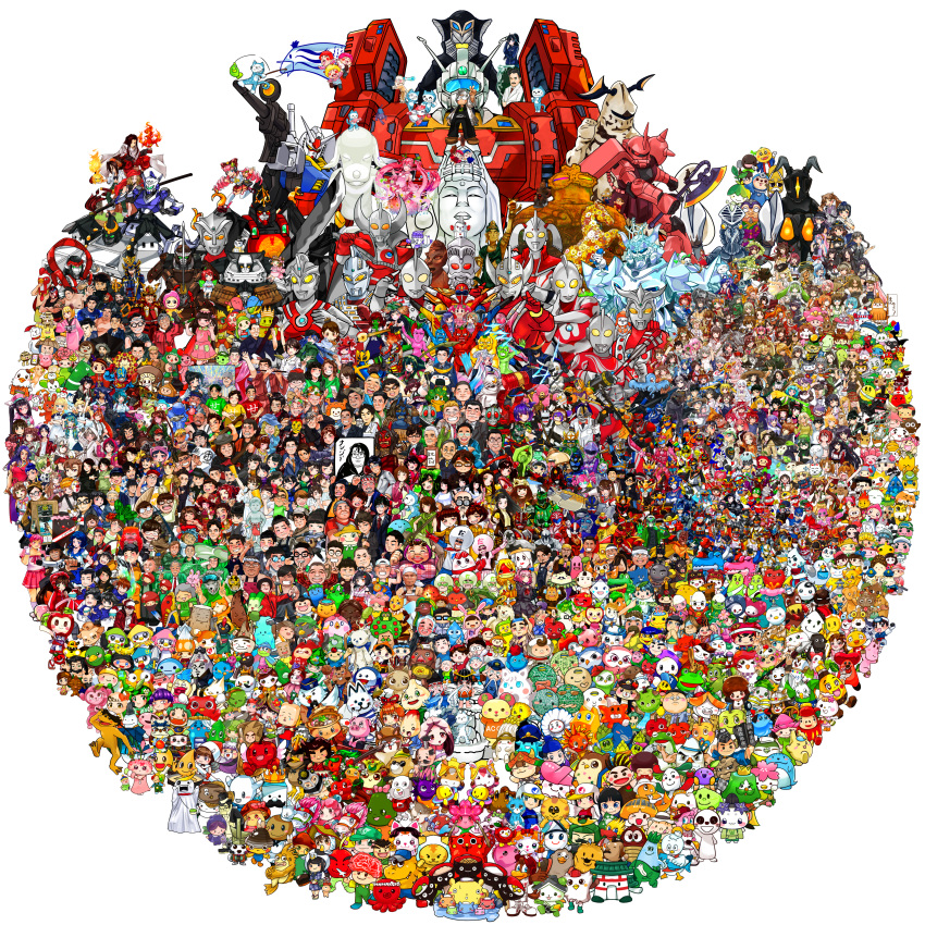 11_piki_no_neko, 6+boys, 6+girls, absurdres, amabie, anchor, aomori_tetsudou_musume, apple