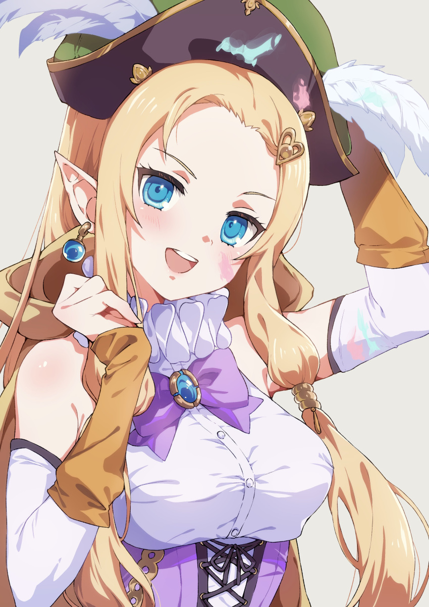 1girl, absurdres, blonde_hair, blue_eyes, bow, breasts, dahlia_(rune_factory), earrings