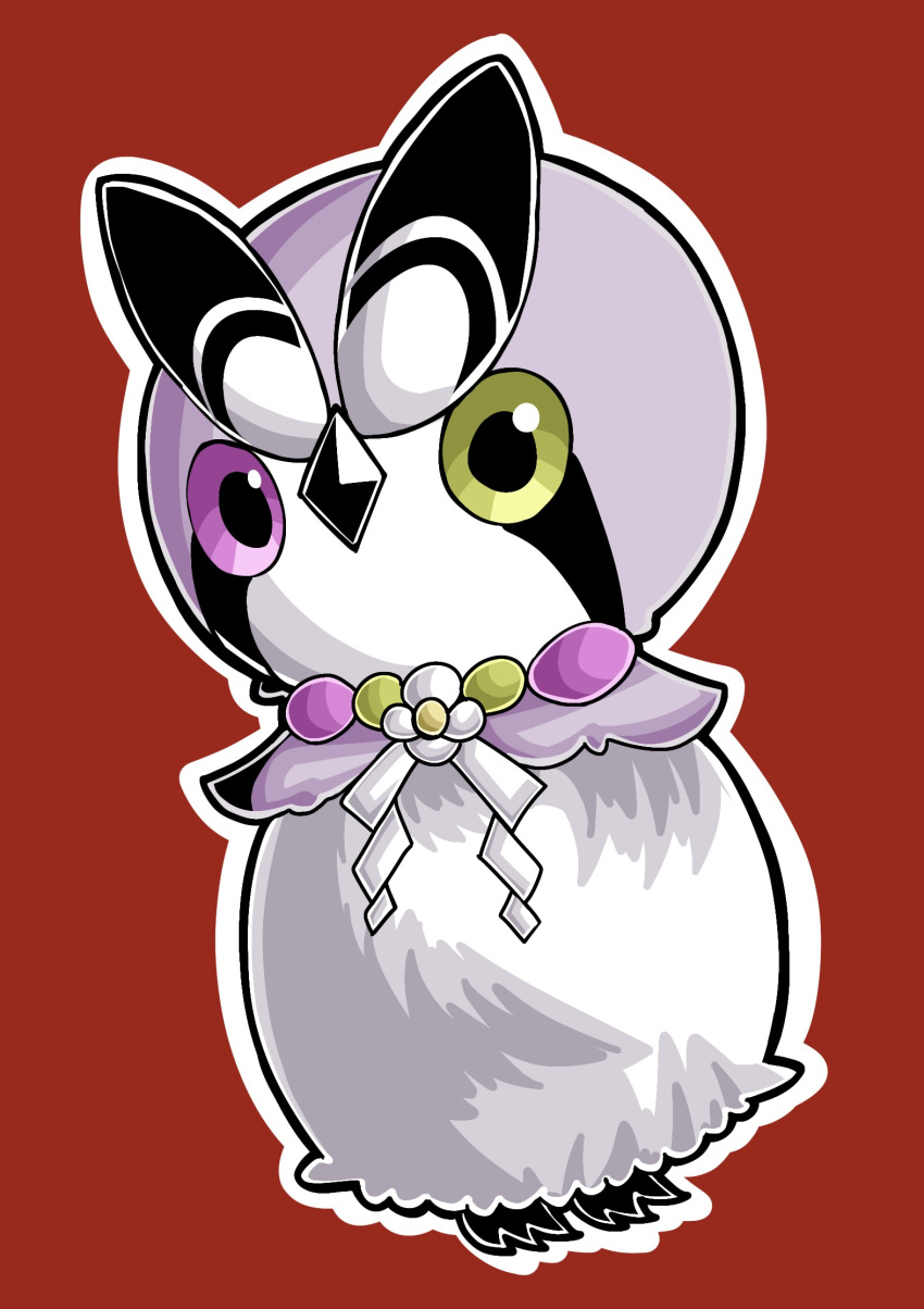 beak, bird, capelet, flower_ornament, heterochromia, highres, howaito_(73687730), jewelry