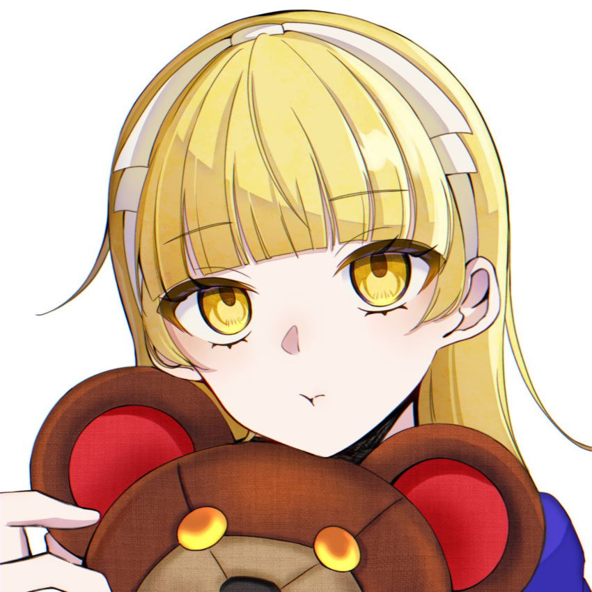 1girl, :t, alice_(megami_tensei), blonde_hair, bugs_(megami_tensei), commentary_request, demon_(megami_tensei), eyelashes