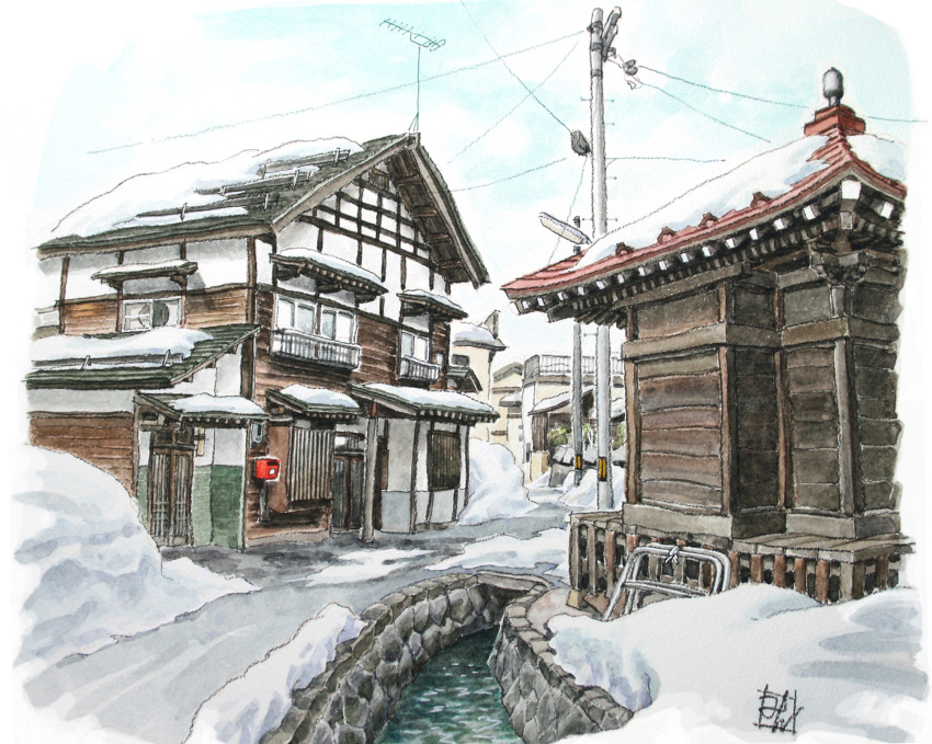 air_conditioner, architecture, commentary_request, east_asian_architecture, highres, mailbox_(incoming_mail), mizminh, no_humans
