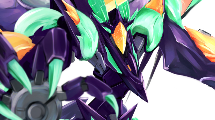 assault_visor, claws, crystal, floating, glowing, gorigorimatcha, highres, horns