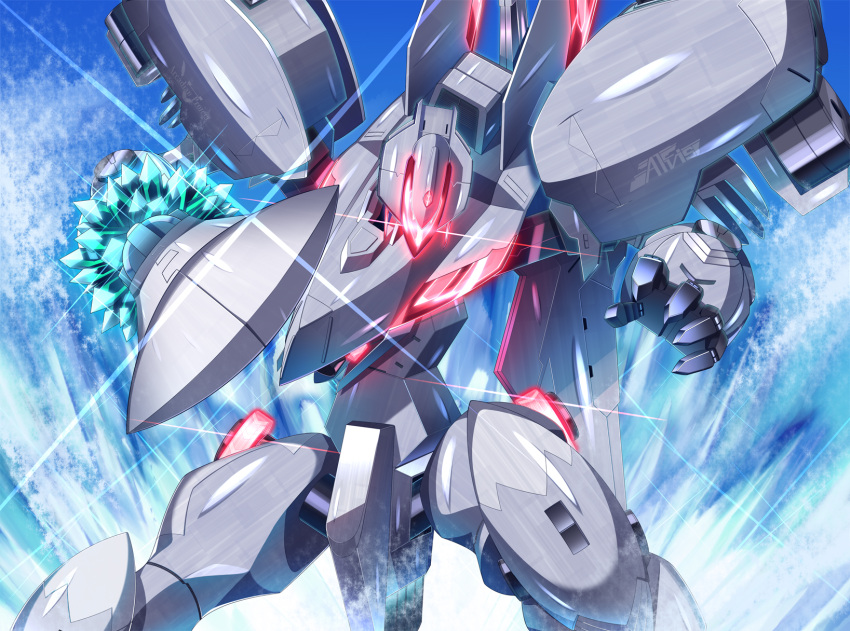 assault_visor, crystal, glowing, glowing_eyes, highres, holding, holding_sword, holding_weapon