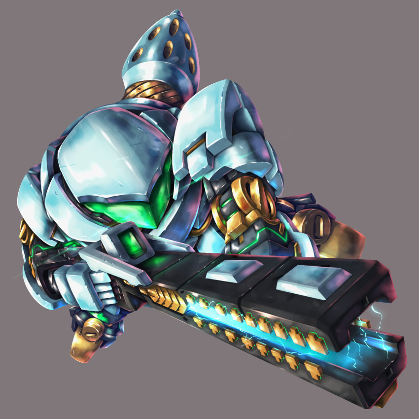 assault_visor, chibi, chibi_only, deformed, full_body, green_eyes, gun, highres