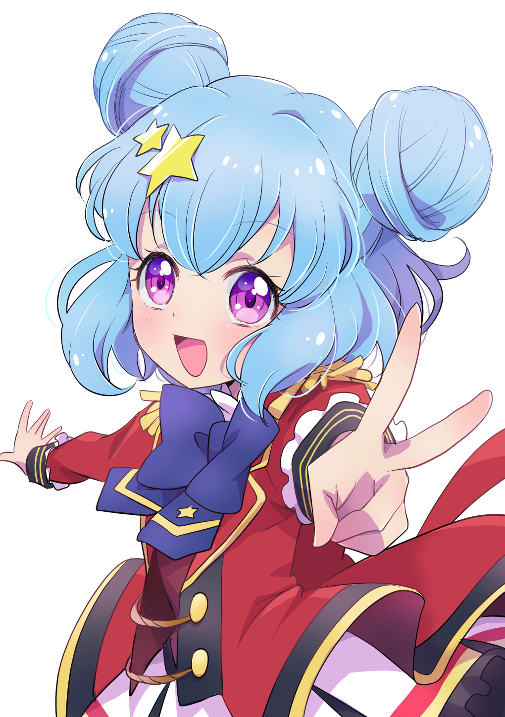 1girl, :d, aikatsu!_(series), aikatsu_stars!, blue_bow, blue_bowtie, blue_hair, bow