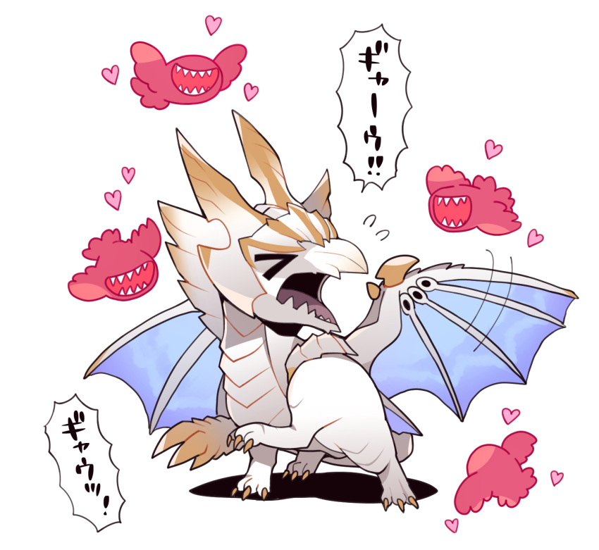 >_<, chibi, chibi_only, claws, commentary_request, dragon, flying, flying_sweatdrops