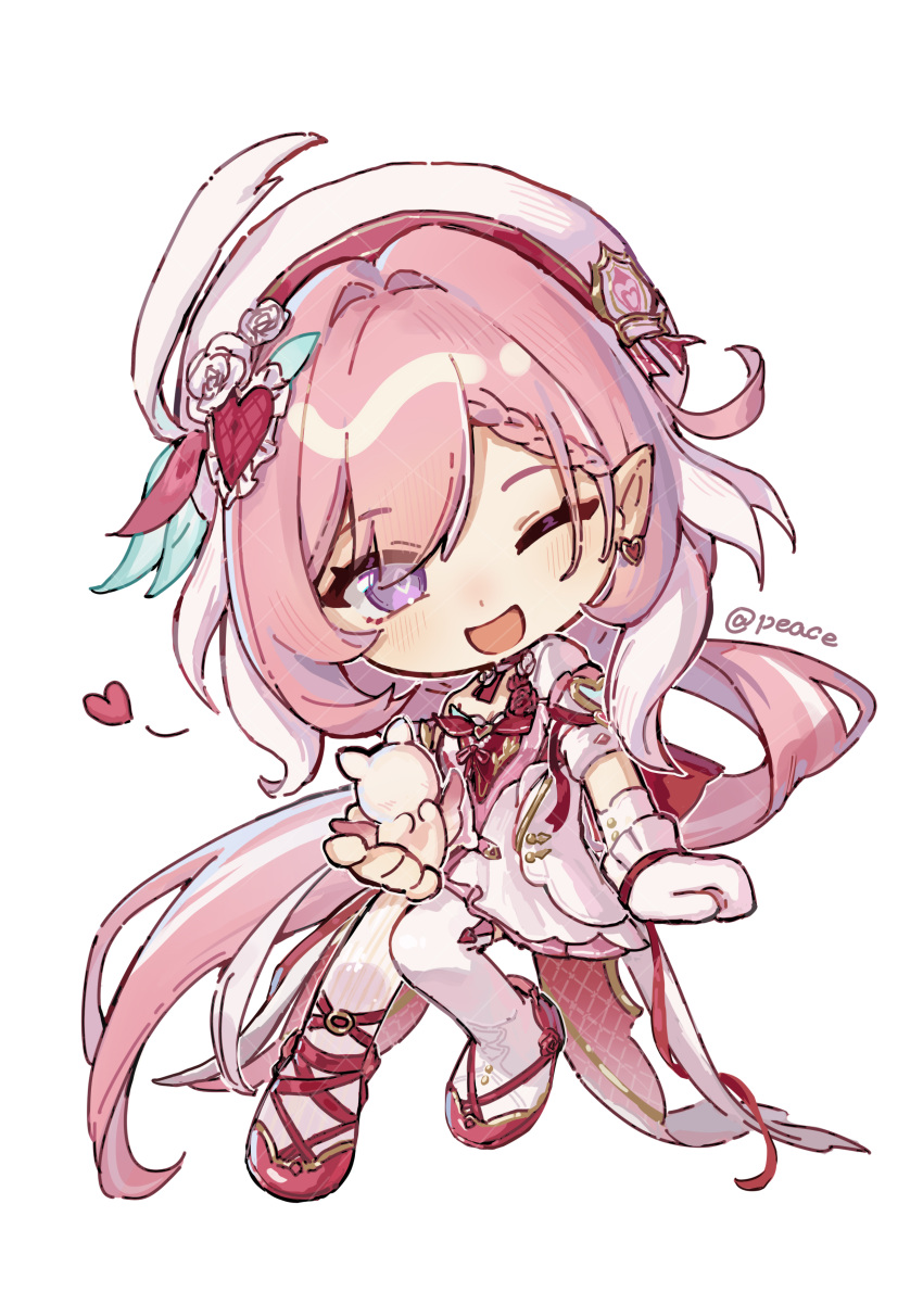 1girl, ;o, absurdres, beret, chibi, chibi_only, commentary, danchuan