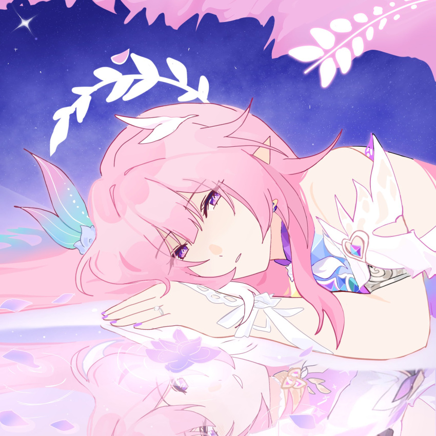 2girls, commentary, commission, company_connection, cyrene_(demiurge)_(honkai:_star_rail), cyrene_(honkai:_star_rail), detached_sleeves, diamond-shaped_pupils