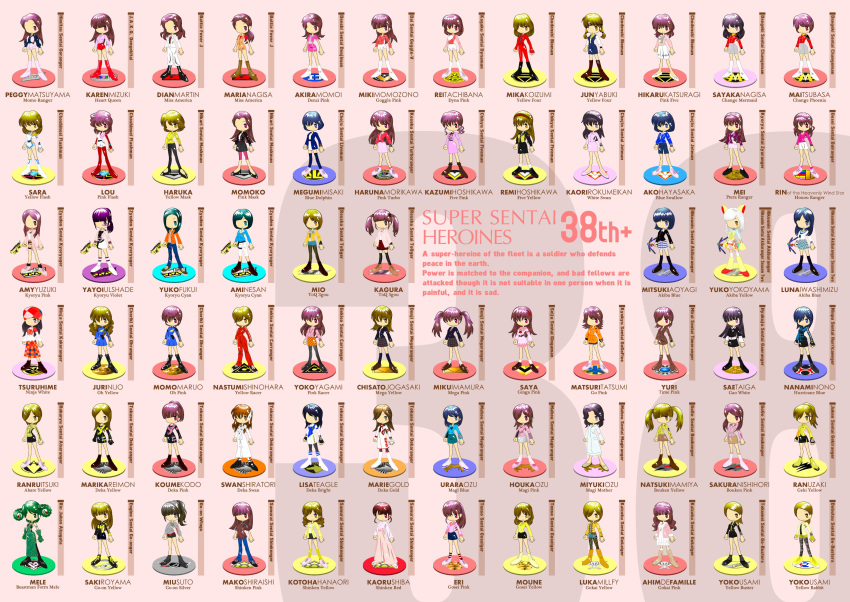 555913193ooo, 6+girls, absurdres, ahim_de_famille, aoyagi_mitsuki, battle_fever_j, black_hair, blonde_hair