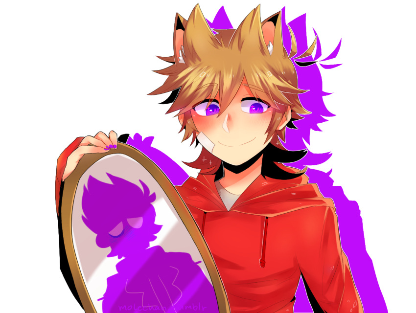 1boy, animal_ears, animification, antenna_hair, bandage_on_cheek, bandage_on_face, bandages, brown_hair