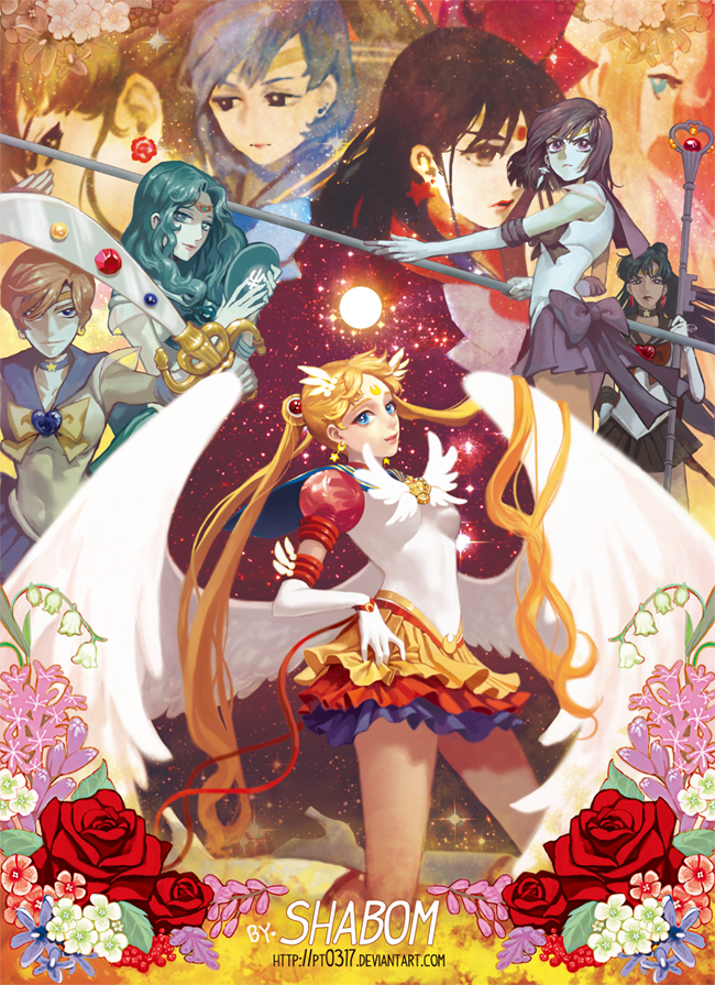 aino_minako, angel_wings, bishoujo_senshi_sailor_moon, blonde_hair, blue_eyes, boots, deep_aqua_mirror, elbow_gloves