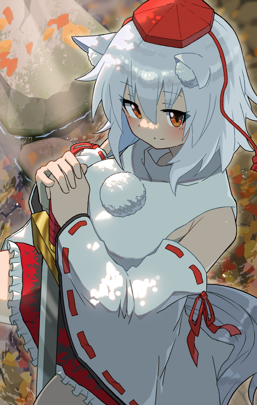 1girl, absurdres, animal_ears, black_skirt, blush, breasts, closed_mouth, commentary
