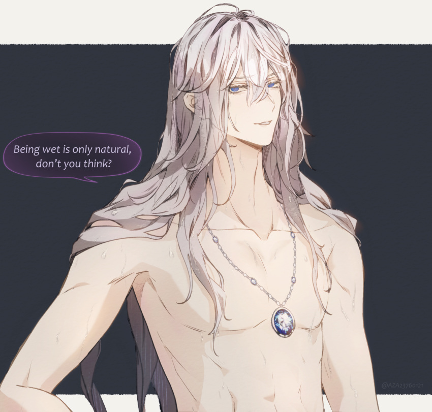 1boy, bedge, blue_eyes, commentary, degrees_of_lewdity, english_commentary, english_text, grey_hair